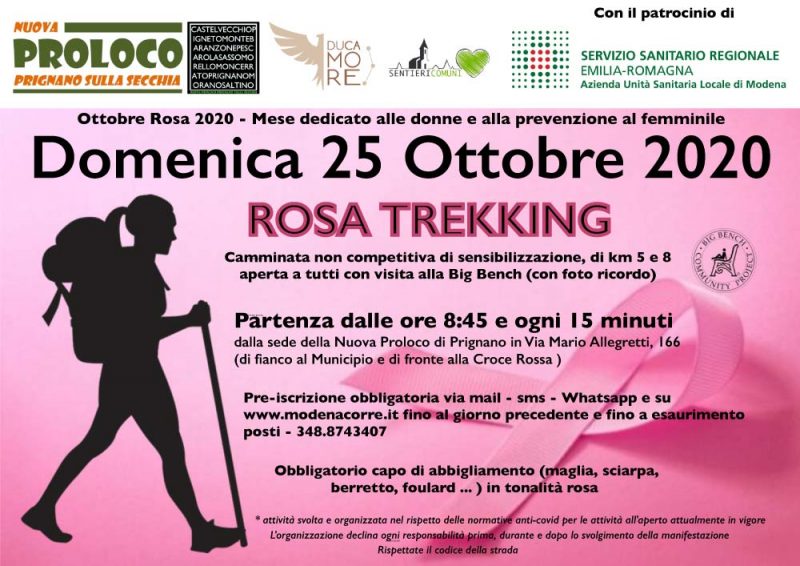 Locandina dell'iniziativa Rosa Trekking del 25 ottobre 2020